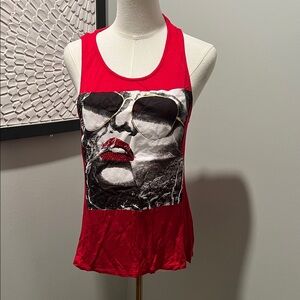 Occasion Red Graphic Tank Top